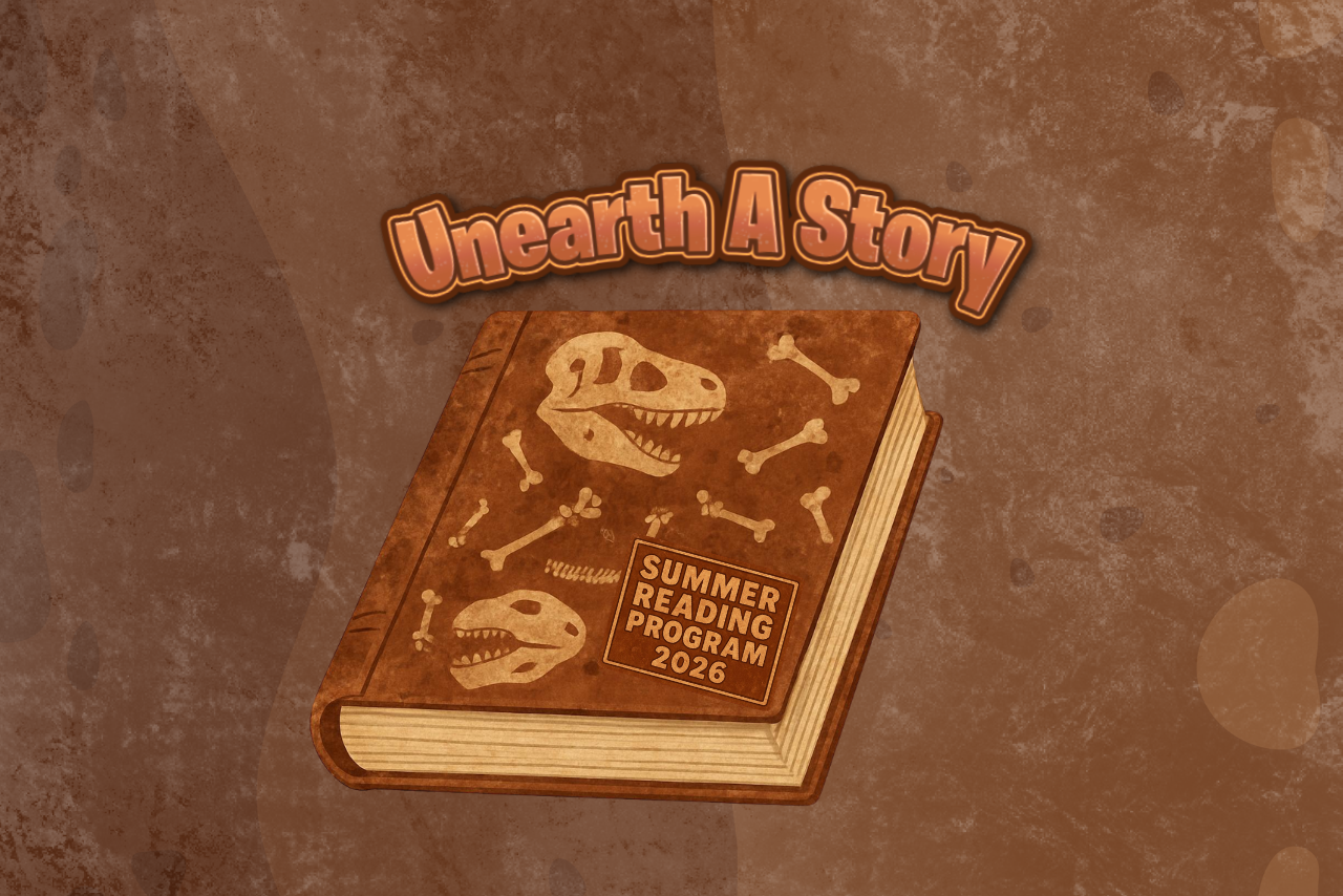 Unearth a Story Old Book with dino fossils on the cover